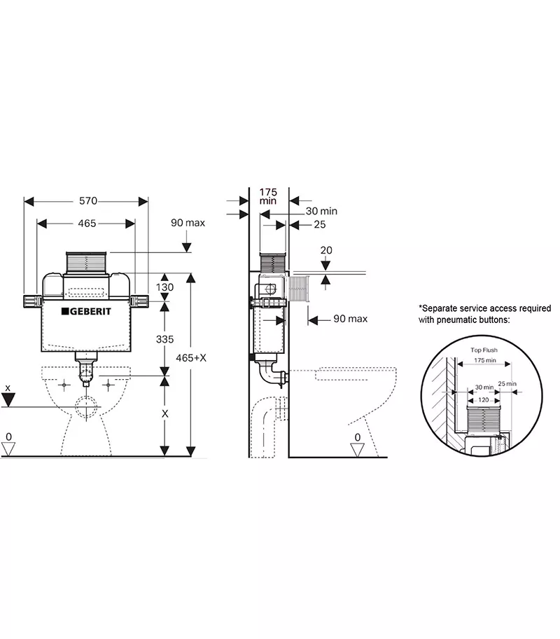 Geberit Frameless Low Height In-Wall Cistern For Wall Faced Floor Pan Kappa 4 Geberit Frameless Low Height In-Wall Cistern For Wall Faced Floor Pan Kappa - Image 2