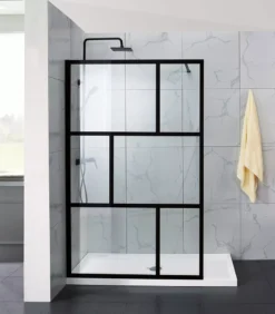 Vince Matt Black Frame Single Panel Shower Screen -Renovation NC003 1