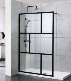 Vince Matt Black Frame Single Panel Shower Screen
