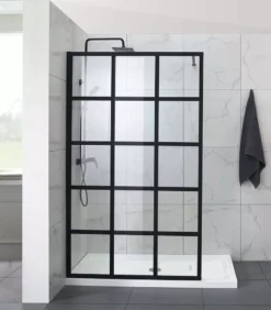 Designer Black Framed Single Panel Shower Screen 7 Designer Black Framed Single Panel Shower Screen -Renovation NC006 1