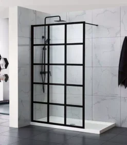 Designer Black Framed Single Panel Shower Screen