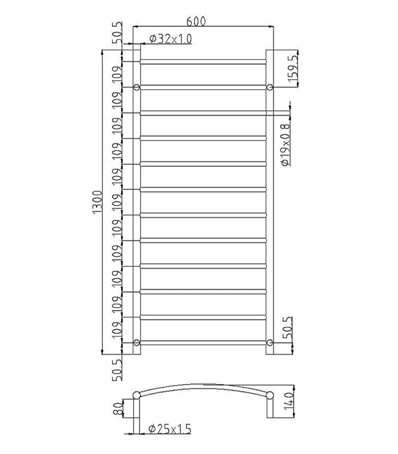 Roma Non Heated Towel Rails 12 Round Bars 4 Roma Non Heated Towel Rails 12 Round Bars - Image 2