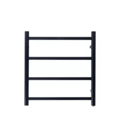 Aqua Round Heated Towel Rack 4 Bars – Matt Black