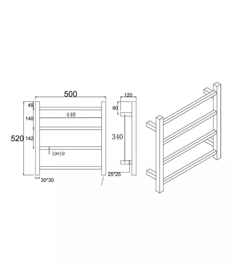 Aqua Square Heated Towel Rack 4 Bars – Gunmetal Grey 6 Aqua Square Heated Towel Rack 4 Bars – Gunmetal Grey - Image 4