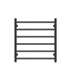 Aqua Round Heated Towel Rack 6 Bars – Matt Black