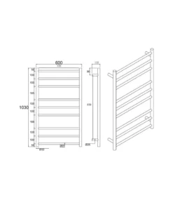 Aqua Round Heated Towel Rack 9 Bars – Matt Black -Renovation OX09.R.HTR Line