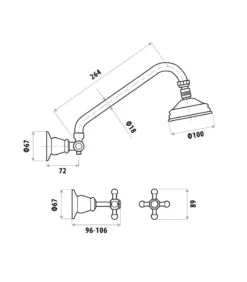 Noosa Heritage Shower Tap Set – Matt Black & Chrome 9 Noosa Heritage Shower Tap Set – Matt Black & Chrome -Renovation P851 spec