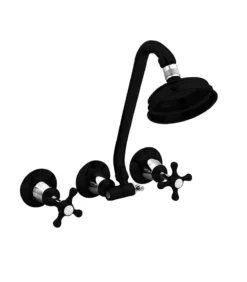 Noosa Heritage Shower Tap Set – Matt Black & Chrome