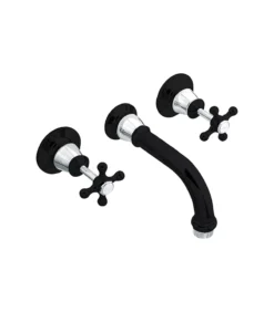 Noosa Heritage Bath Tap Set – Matt Black & Chrome