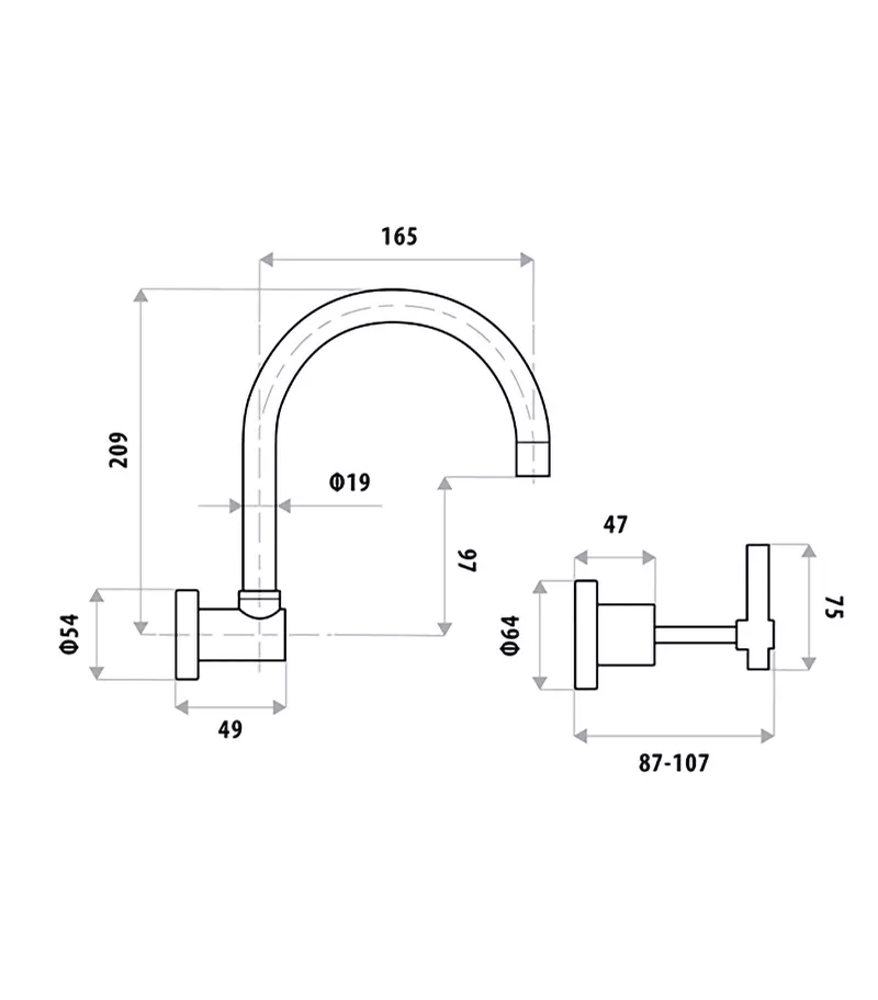 Sabin Lever Wall Mount Sink Tap Set 4 Sabin Lever Wall Mount Sink Tap Set - Image 2