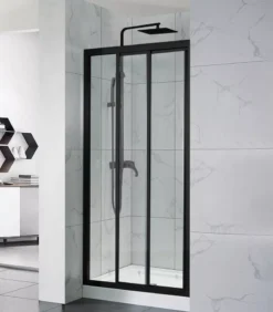Adjustable Framed Sliding Wall To Wall Shower Screen – Matt Black