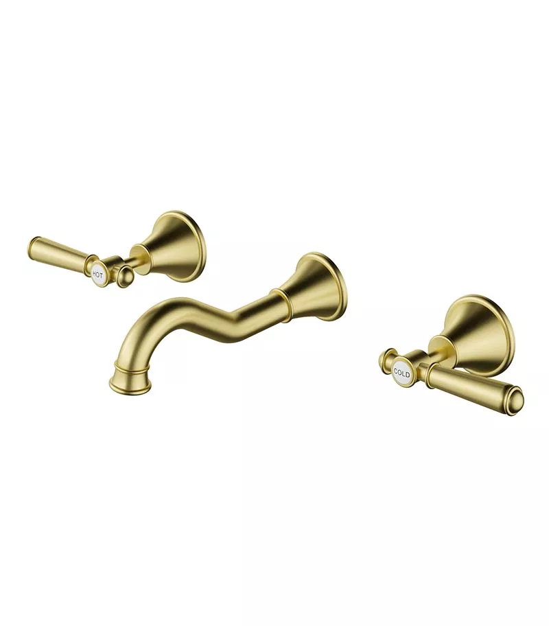 Clasico Solid Handle Bath Tap Set – Brushed Gold 3 Clasico Solid Handle Bath Tap Set – Brushed Gold