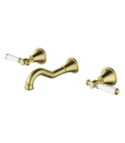Clasico Ceramic Handle Bath Tap Set – Brushed Gold
