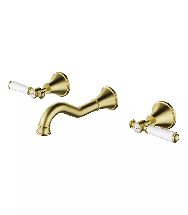 Clasico Ceramic Handle Bath Tap Set – Brushed Gold 3 Clasico Ceramic Handle Bath Tap Set – Brushed Gold