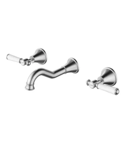 Clasico Ceramic Handle Bath Tap Set – Brushed Nickel