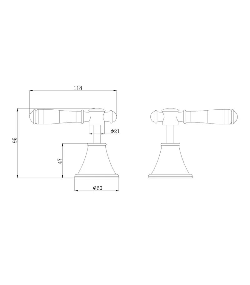 Clasico Ceramic Handle Wall Top Assembly – Brushed Nickel 4 Clasico Ceramic Handle Wall Top Assembly – Brushed Nickel - Image 2