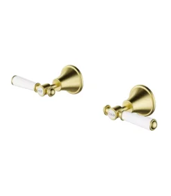 Clasico Ceramic Handle Wall Top Assembly – Brushed Gold