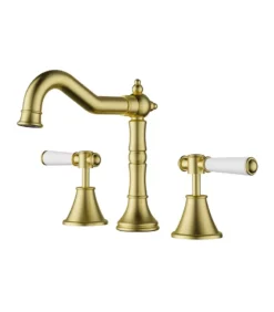 Clasico Ceramic Handle Basin Tap Set – Brushed Gold