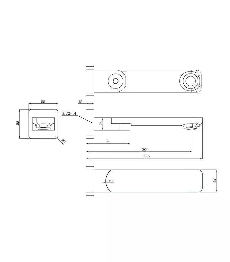Ruki Swivel Matt Black Basin Or Bath Spout 4 Ruki Swivel Matt Black Basin Or Bath Spout - Image 2