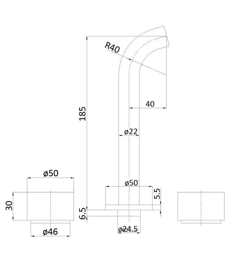 Tana Matte Black Bath Tap Set 4 Tana Matte Black Bath Tap Set - Image 2