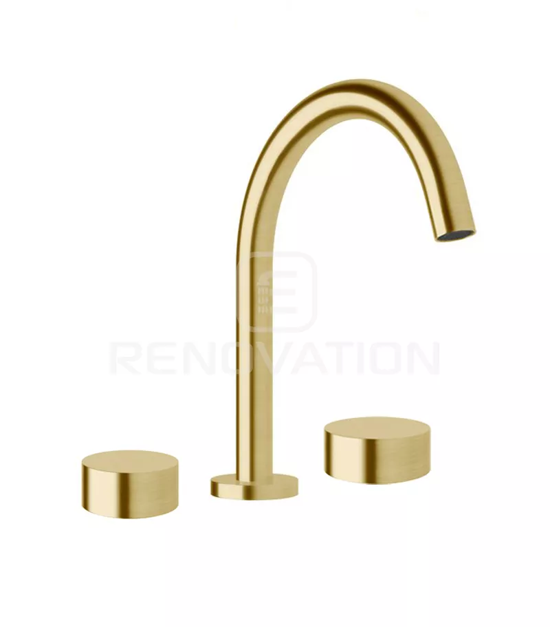 Tana Brushed Gold Basin Tap Set 3 Tana Brushed Gold Basin Tap Set