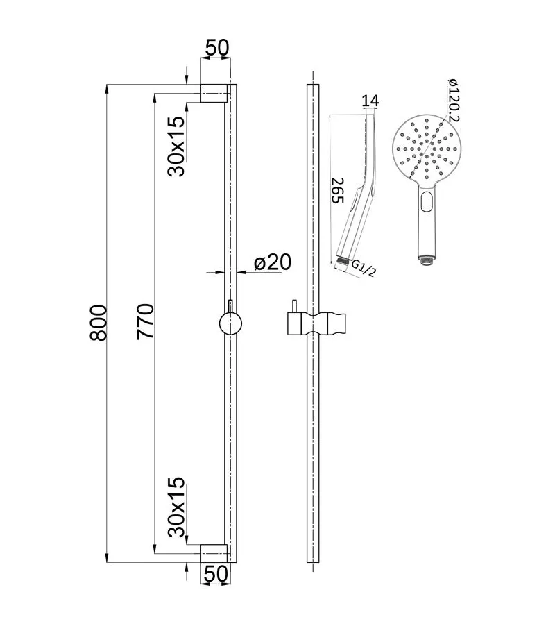Cora Gunmetal Grey Sliding Round Shower Set 4 Cora Gunmetal Grey Sliding Round Shower Set - Image 2
