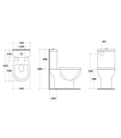 Poseidon Reno 009 Mini Close Coupled Toilet – Gloss White -Renovation RENO009 S