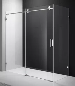 Roma Milano Chrome Fittings L Shape Frameless Shower Screen Top Round Rod