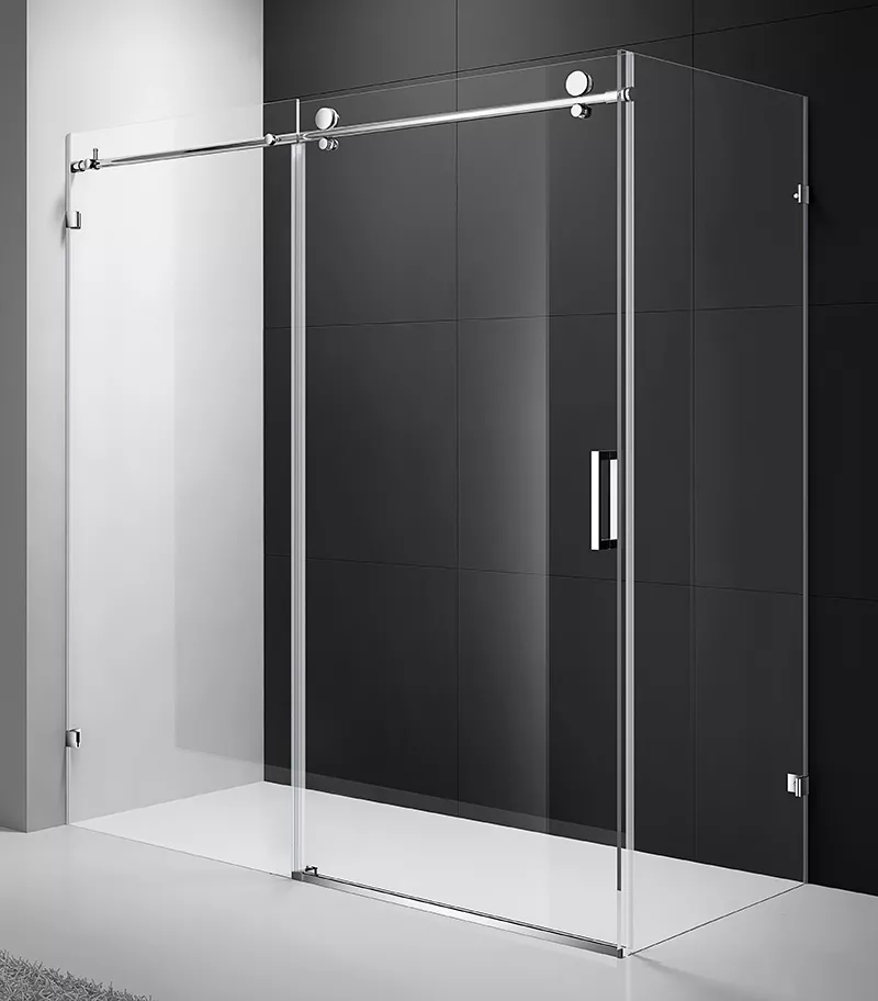 Roma Milano Chrome Fittings L Shape Frameless Shower Screen Top Round Rod 3 Roma Milano Chrome Fittings L Shape Frameless Shower Screen Top Round Rod