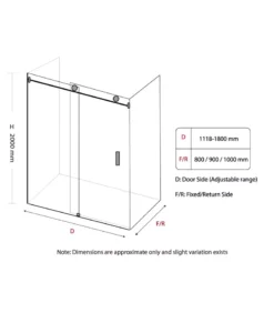Roma Milano Brushed Gold Fittings L Shape Frameless Shower Screen Top Round Rod -Renovation SL123 2