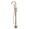 Lucid Round Freestanding Bath Mixer Set – Brushed Brass