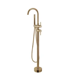 Lucid Round Freestanding Bath Mixer Set – Brushed Brass