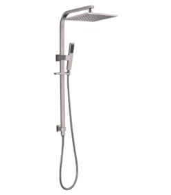 Esperia Square Brushed Nickel Twin Shower On Rail