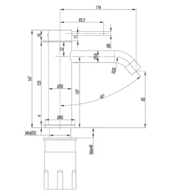 Elle 316 Stainless Steel Basin Mixer – Gunmetal Grey -Renovation SST675 spec