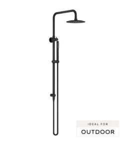 Elle 316 Stainless Steel Twin Shower On Rail – Matt Black
