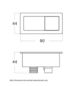 Poseidon Brushed Nickel Square Press Toilet Button -Renovation SquareButtonSpecs 1 5