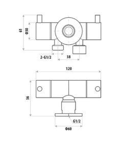 Link Matte Black Dual Control Mini Cistern Stop -Renovation T115DB S 1