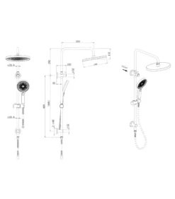 Gabe Matt Black Twin Shower On Rail -Renovation T7808 Line 3