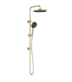 Gabe Brushed Gold Twin Shower On Rail