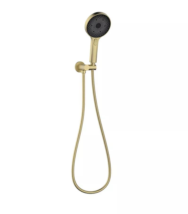 Gabe Brushed Gold Round Hand Shower With Wall Bracket 3 Gabe Brushed Gold Round Hand Shower With Wall Bracket