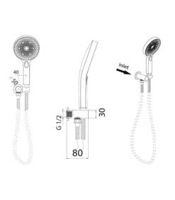 Gabe Brushed Nickel Round Hand Shower With Wall Bracket -Renovation T7809CP S 4