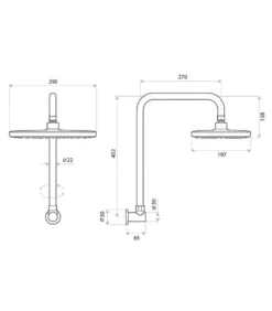 Huntingwood Chrome Self Cleaning Shower Head With Arm -Renovation T9783CP S