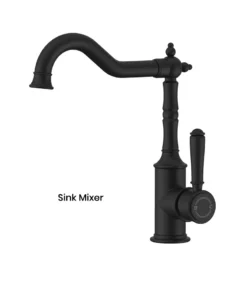 IKON Clasico Matt Black Solid Handle Sink Mixer